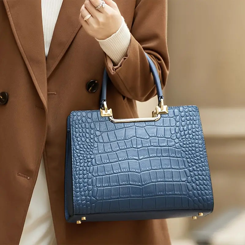 Elegant Genuine Crocodile Pattern Handbag