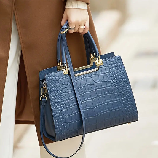 Elegant Genuine Crocodile Pattern Handbag