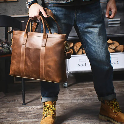 Vintage Genuine Leather Tote Bag - For Him